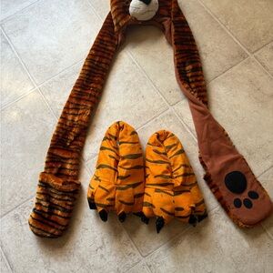 Tiger Costume Set with Hat and Slippers